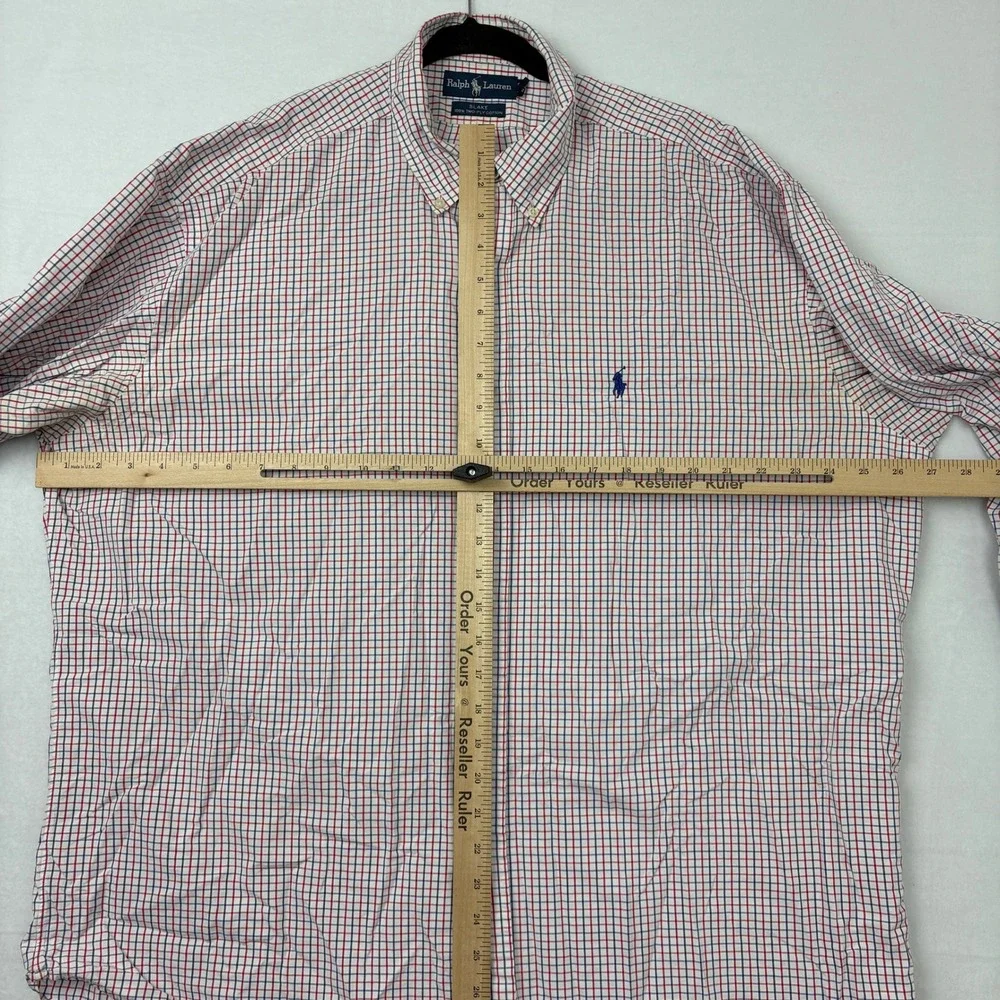 Polo Ralph Lauren Blake Shirt Mens XL Red Blue Plaid Cotton Long Sleeve Buttons